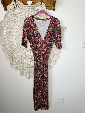 Boden D0484 Carla Jersey Knit Wrap Floral Midi Dress Size 8